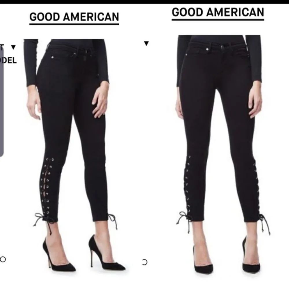 NWT Good American good legs crop black lacce up 00